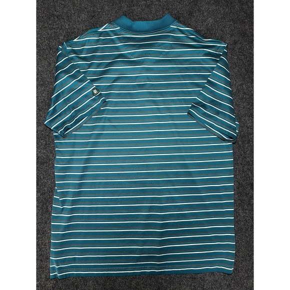 Brooks Brothers St. Andrews Links Mens Teal Gray Striped Polo Golf Shirt Large - Picture 5 of 7